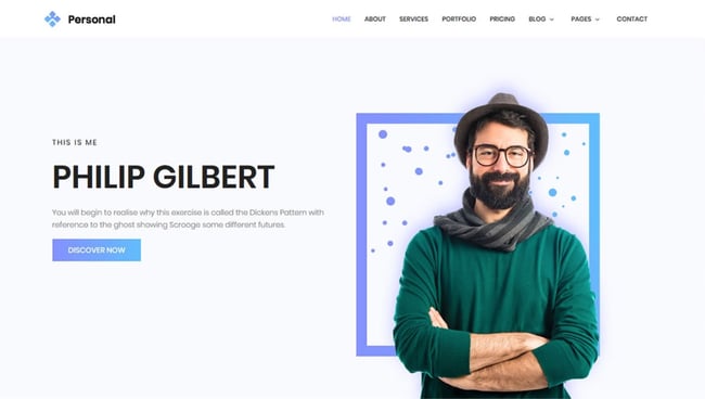 screenshot of the simple website template personal